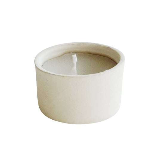 Candle jar 5x3cm kaars terracotta wit - per 12 stuks