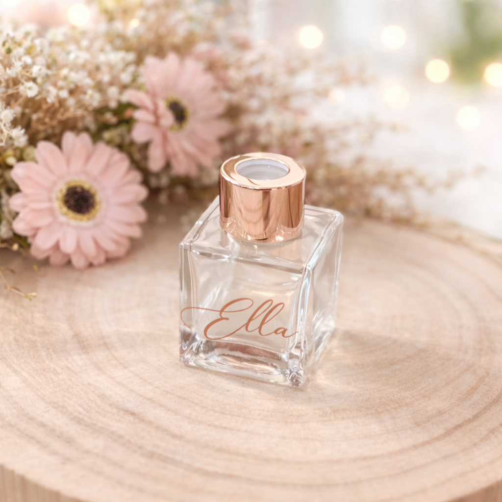 Parfumflesje - vierkant rosé